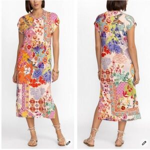 Johnny Was Janie Knit Dress Size XS Relaxed Fit Floral Mixed Media Rayon